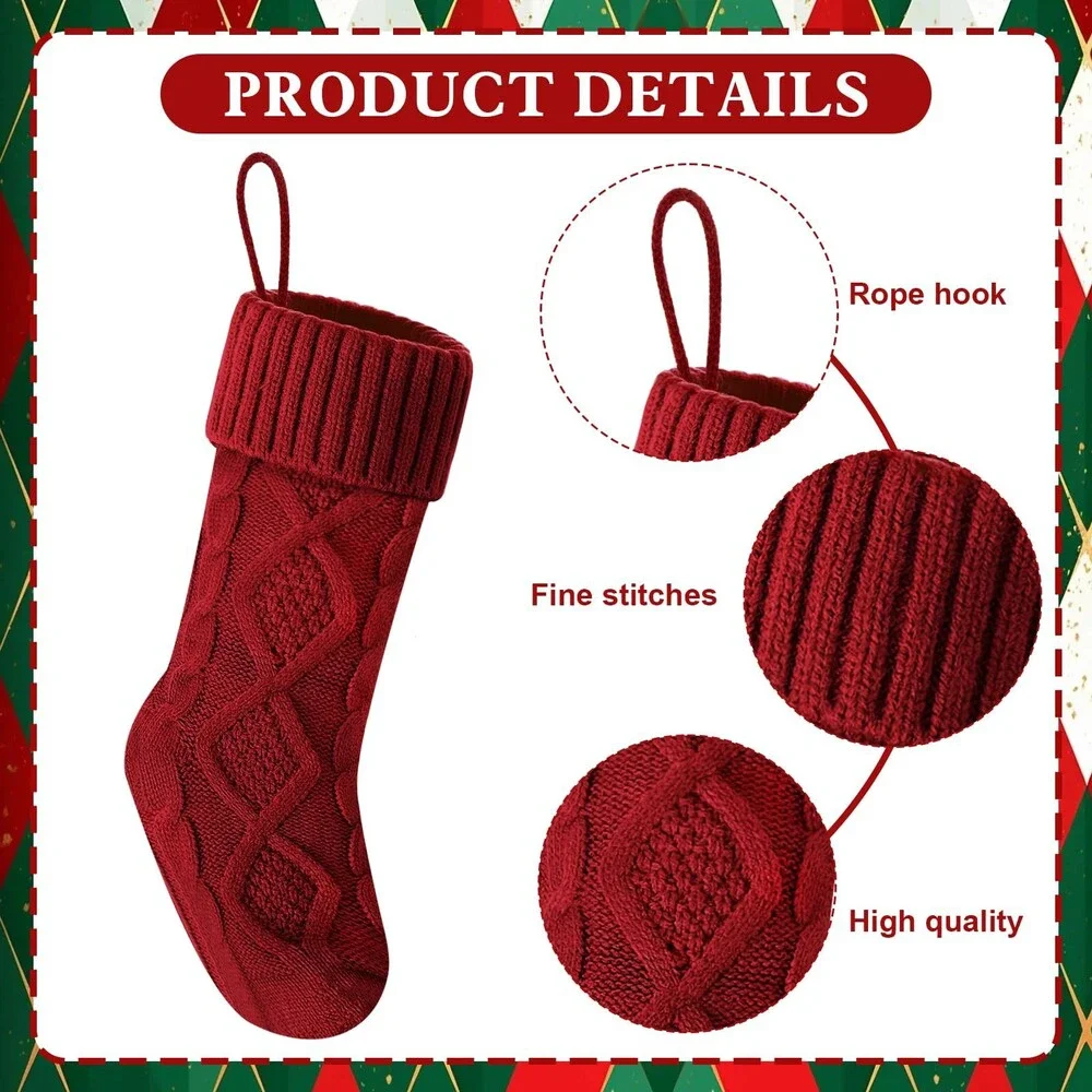 Doitory Christmas Stockings 18 InchesLong Knitted Socks Decoration Holiday 6PCS